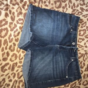 Dark wash denim shorts